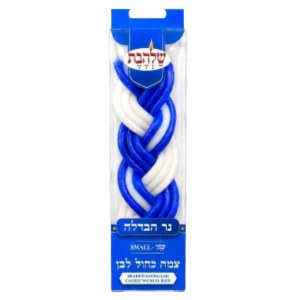 Picture of Wax Havdalah Candle Flat Braid Small Size Blue White 5.5"